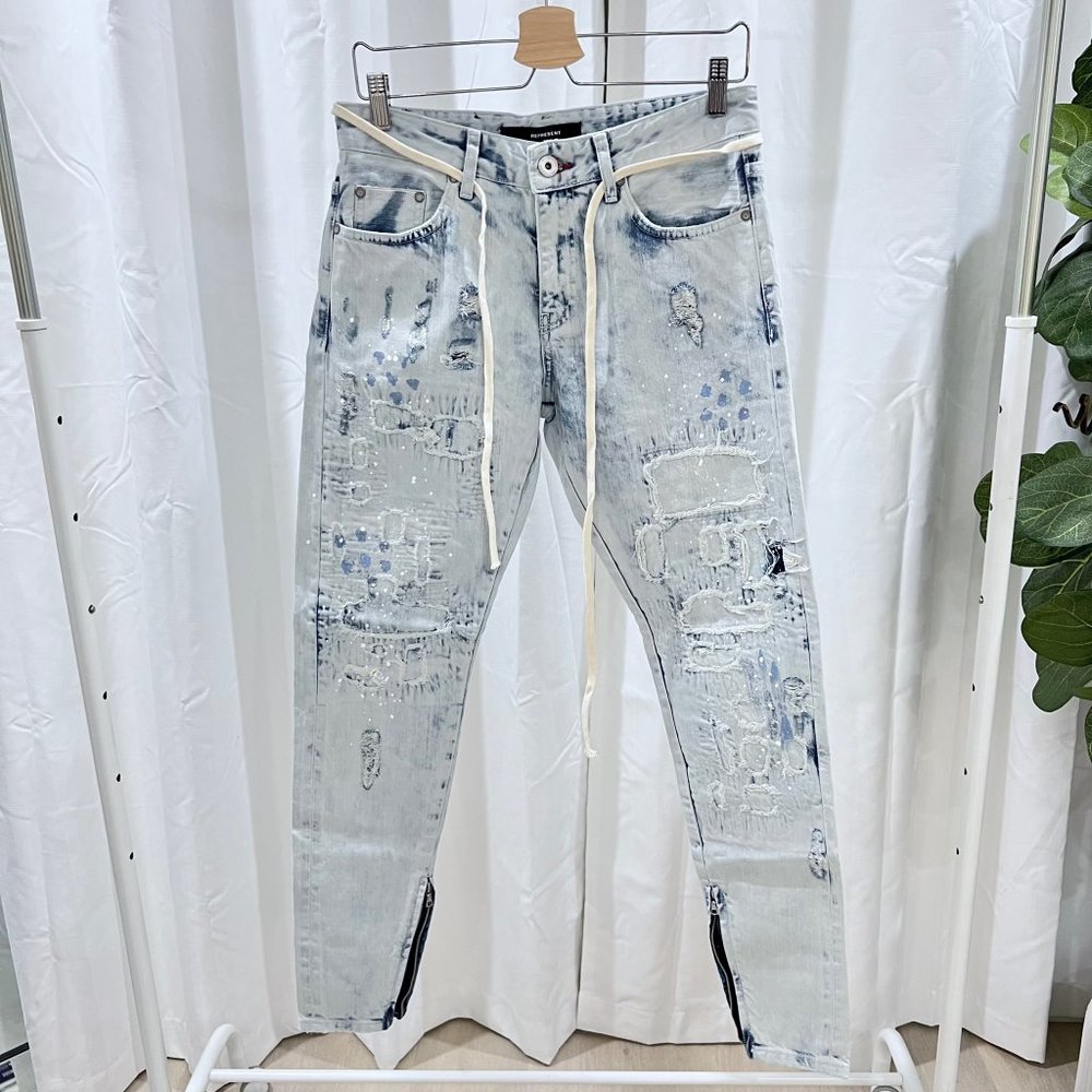 Represent Clothing Repairer Selvedge Denim New Acid Blue - Size 30